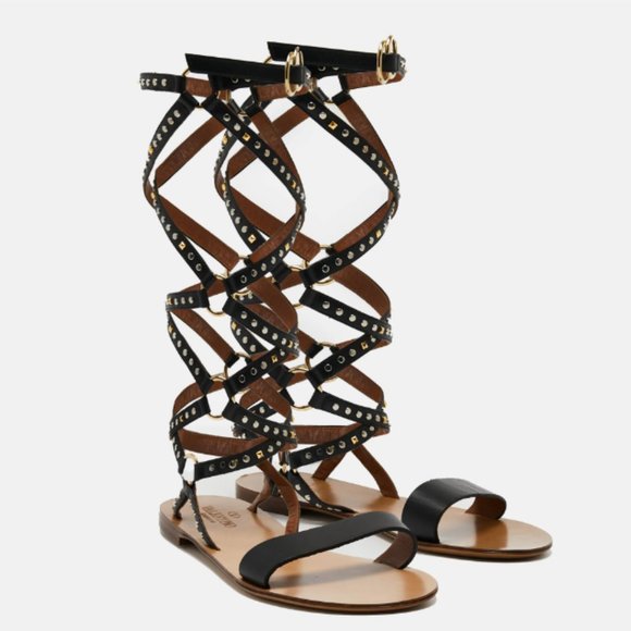 Valentino Garavani Black Gladiator Sandals - Picture 1 of 5